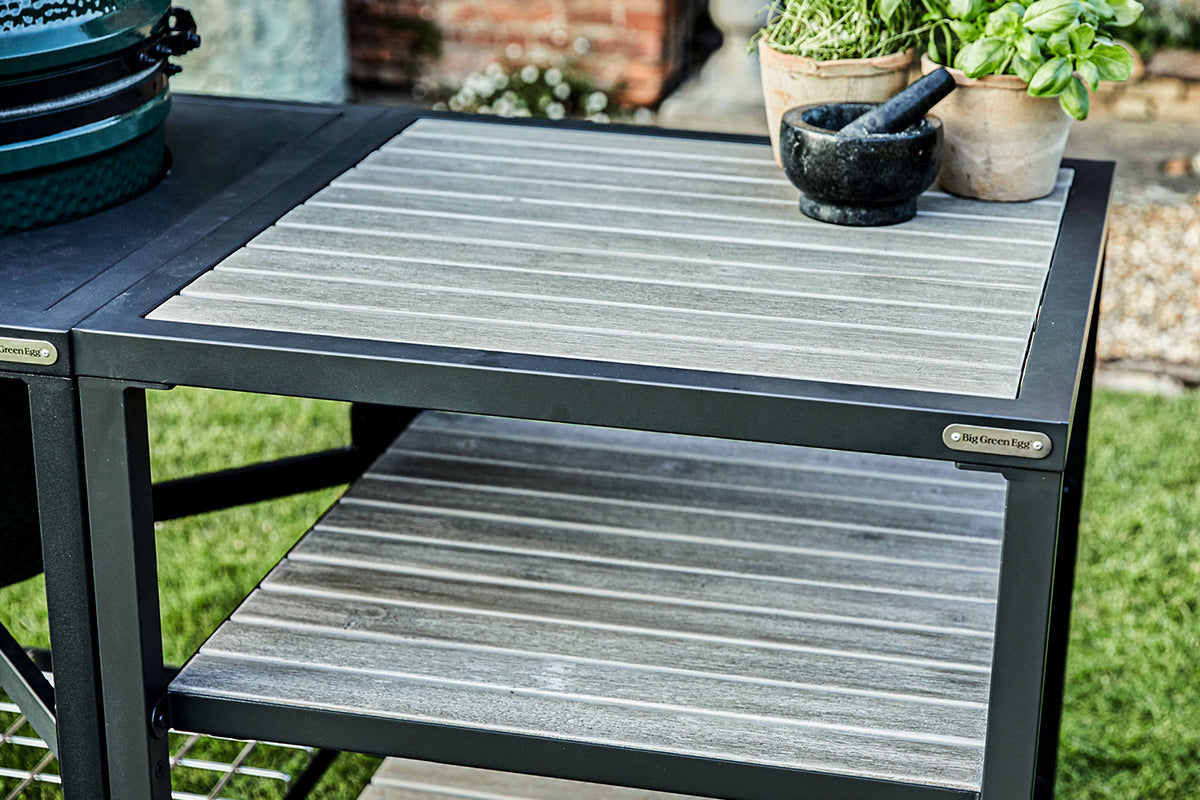 Modular Nest and Expansion Frame with Distressed Acacia Worktop and Shelves