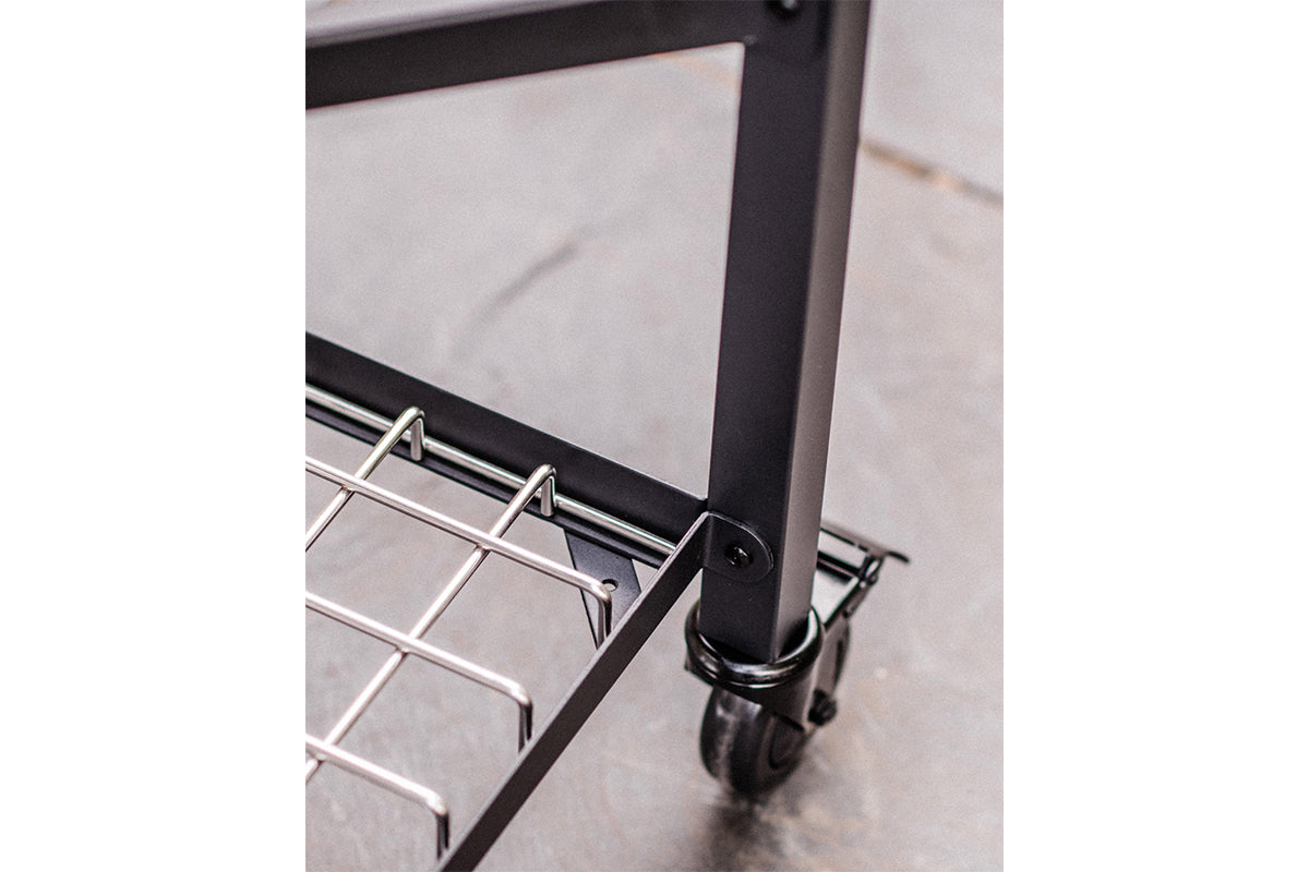 Modular Nest and Expansion Frame with Distressed Acacia Worktop and Shelves